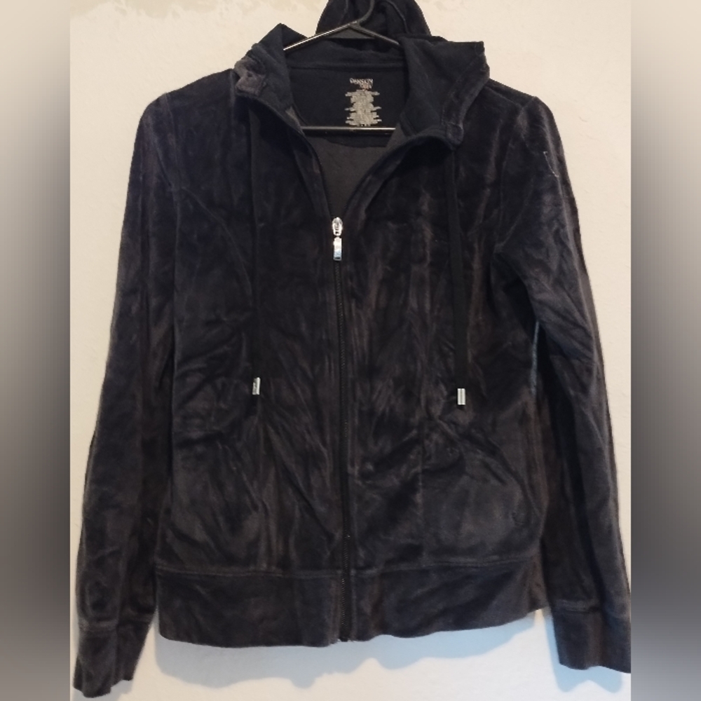 Danskin Now black velour zip hoodie